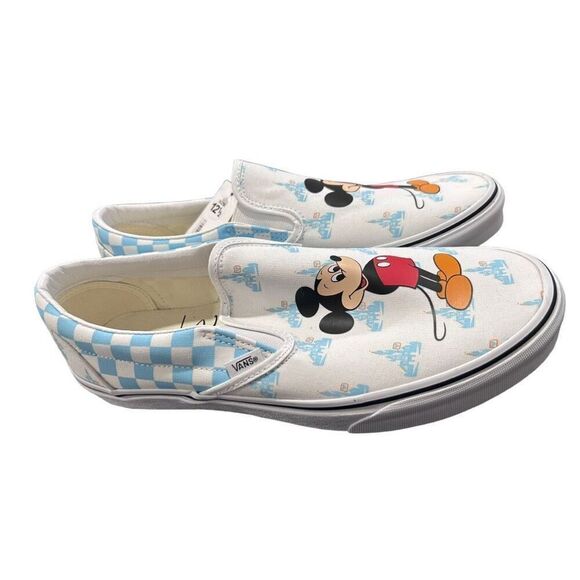 Vans Disney Mickey Mouse Checkered Slip On Sneaker Multicolor Size 12.5 NWT - Picture 1 of 9